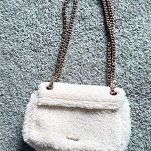 Chic Cream Sherpa Shoulder Bag